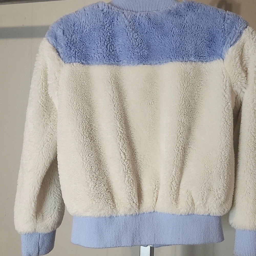 Kensie Girl Blue and Cream Puffer Jacket with Cozy Fleece